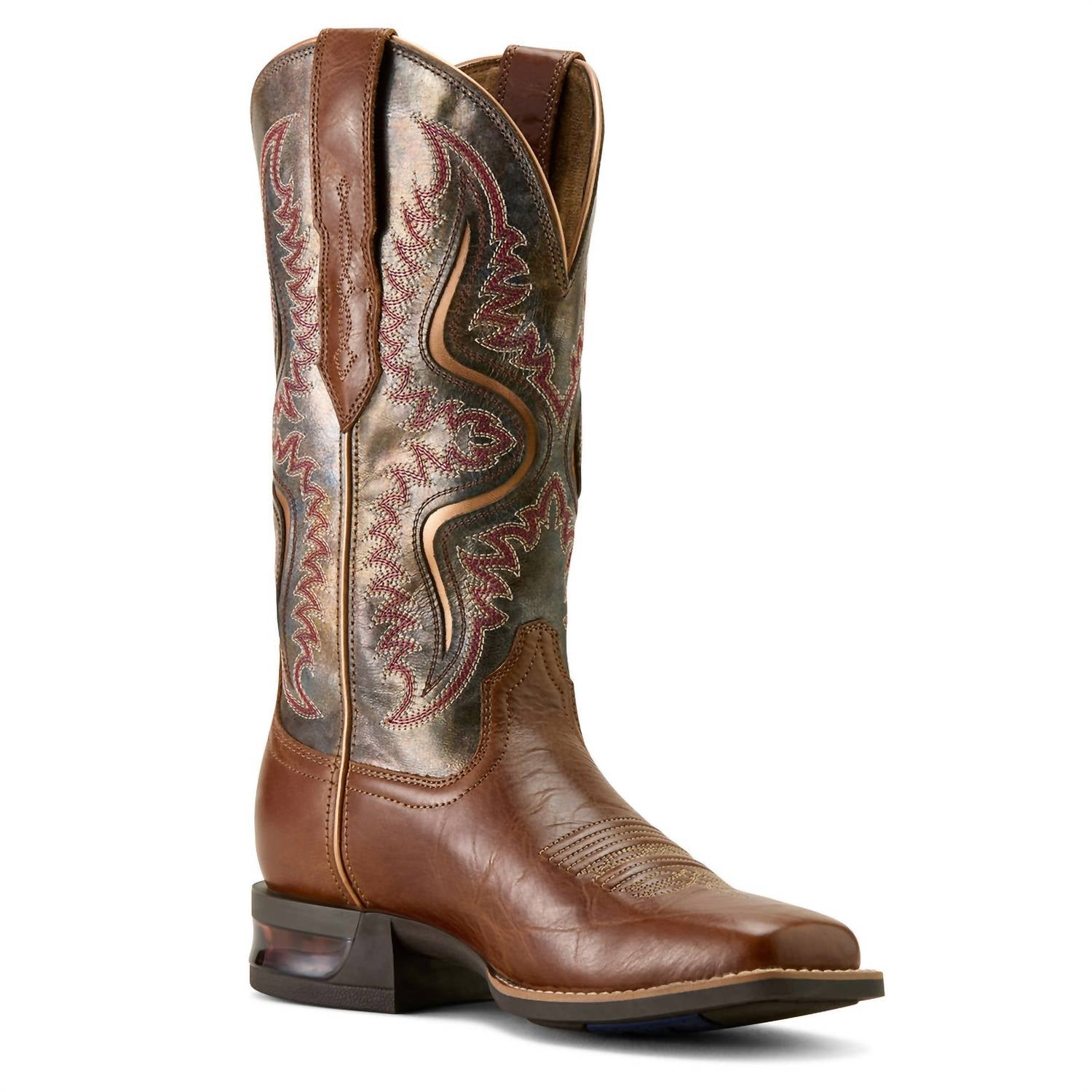 ARIAT Women's Captivate Wide Square Toe Western Boot - Medium in dark tan titanium - women's shoe - detail view
