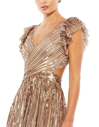 MAC DUGGAL Sequin Cutout Lace Up Back Gown in copper - women's dress - alternate view