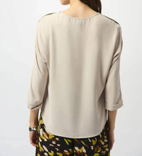 Joseph Ribkoff - Embellished Sleeves Lightweight Twill Top