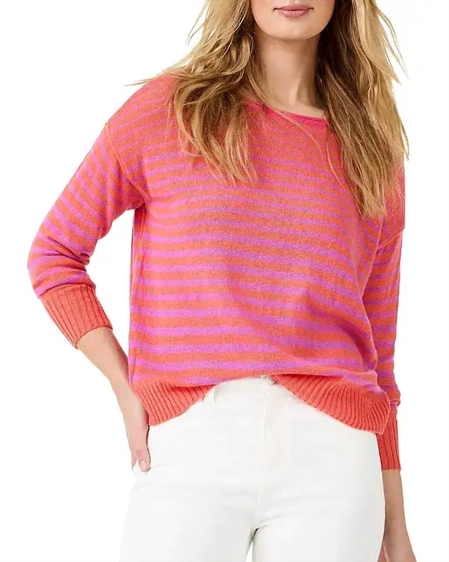 Nic + Zoe - Long Sleeve Striped Waffle Tee