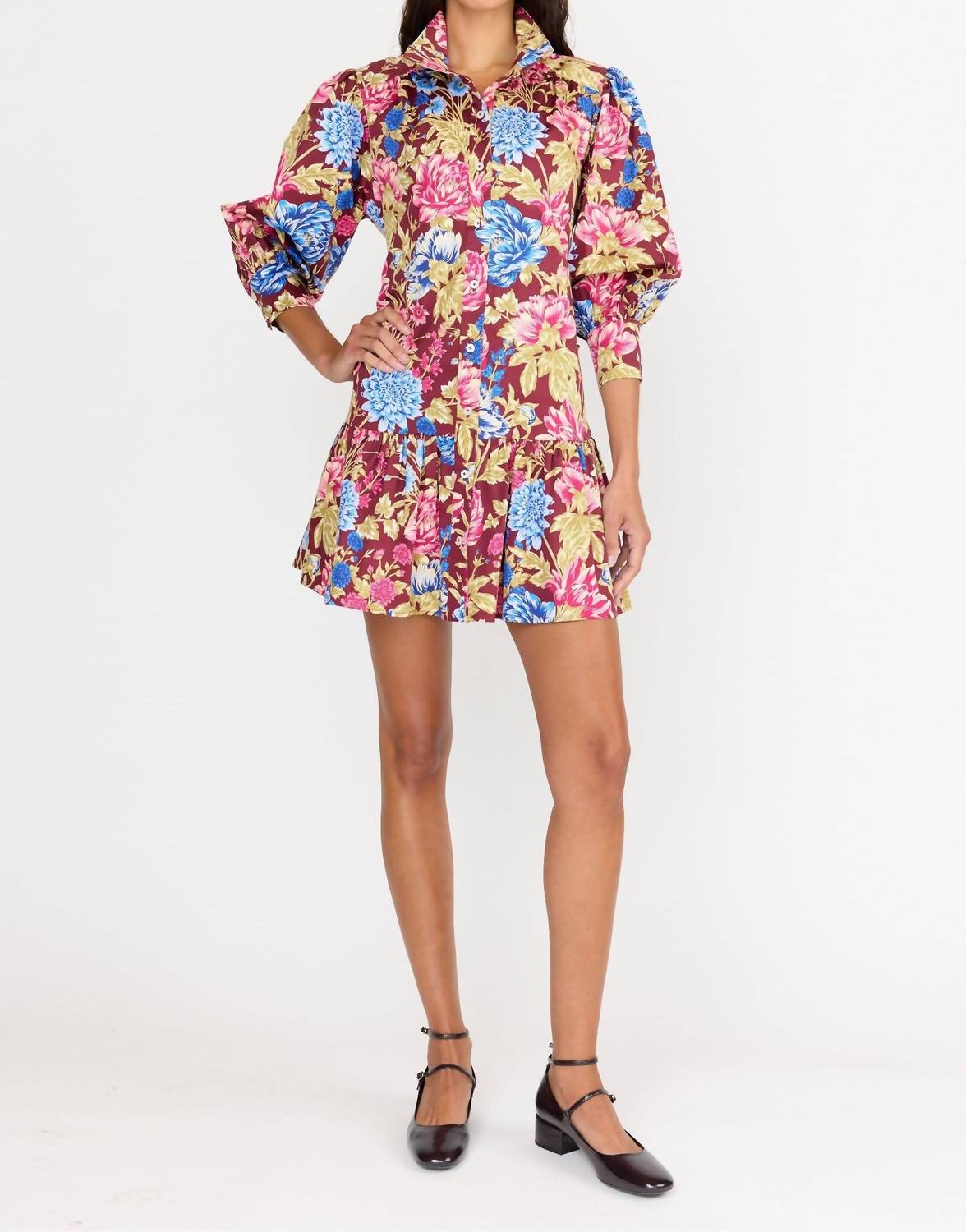 CHRISTY LYNN Emi Mini Dress in carmine floral 1 - women's dress - view 4