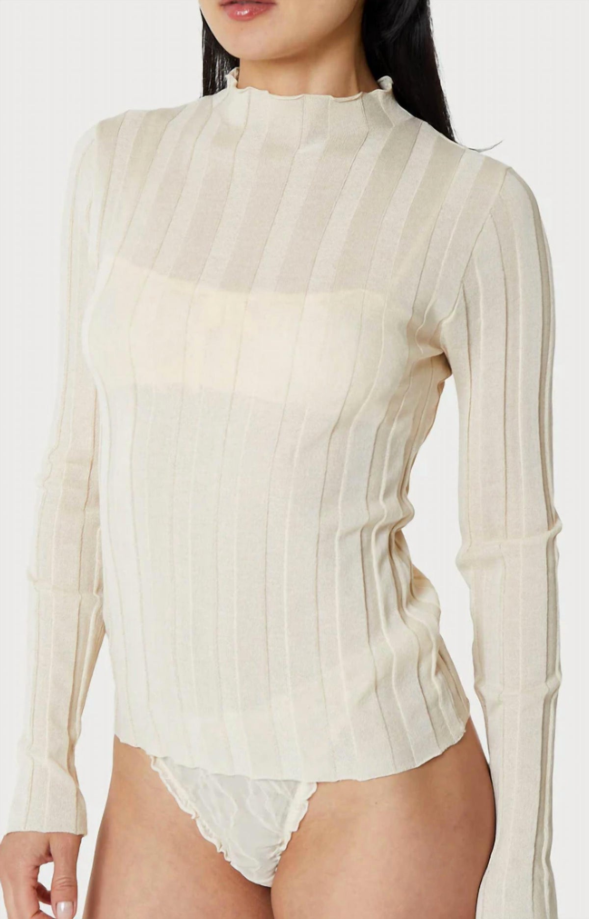 Find Me Now - Women's Second Skin Wide Ribbed Mock Neck Top