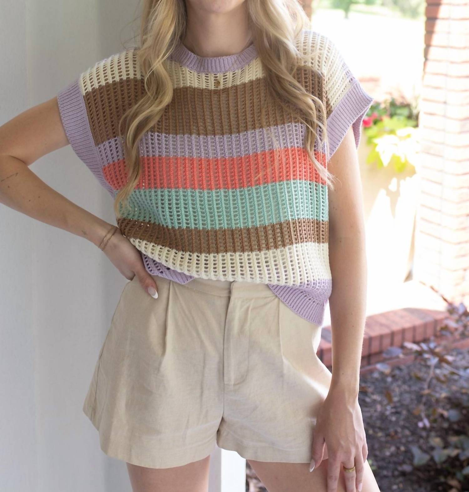 SAGE+FIG Summer Vibes Sweater in vibrant multicolor - women's sweater