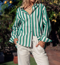 Urban Daizy - Striped Button Down Collared Shirt