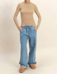 Bluivy - Striped Turtle Neck Sweater