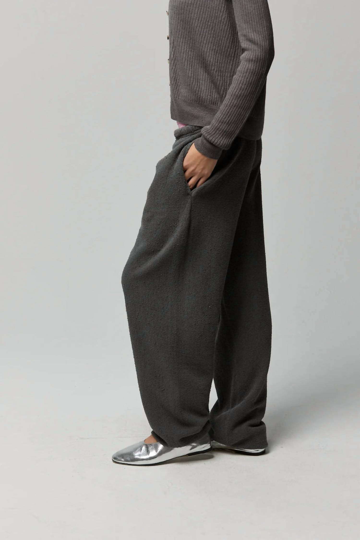 Asher Agnes Boucle Sweatpants in vintage black - women's pants - detail view