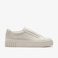 Clarks Women's Mayhill Bay Shoe in off white leather - women's sneaker - detail view