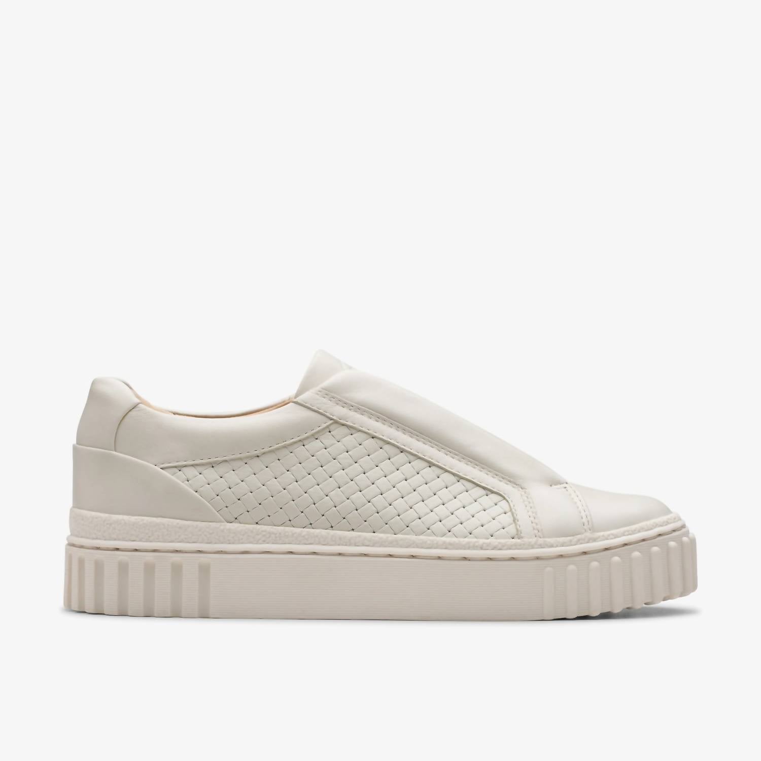 Clarks Women's Mayhill Bay Shoe in off white leather - women's sneaker - detail view