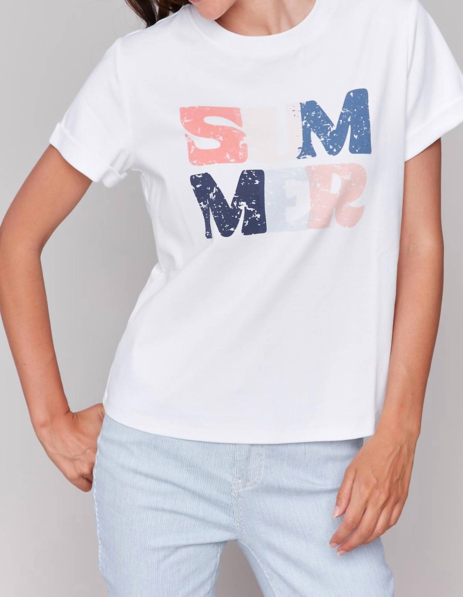 Charlie B - Summer Rolled Cuff Sleeve Tee