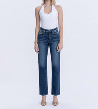 VERVET BY FLYING MONKEY Celestial Glow High Rise Full Length Straight Jeans in dark wash - women's jeans