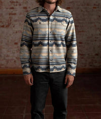 Iron & Resin Salton Jacquard Cotton Flannel Shirt in blue - men's long sleeve top