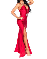 Jessica Angel - PLUNGING V-NECK JERSEY LONG GOWN