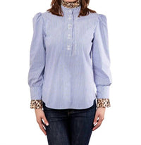 Dizzy-Lizzie - Puff sleeve top with collar & cuff