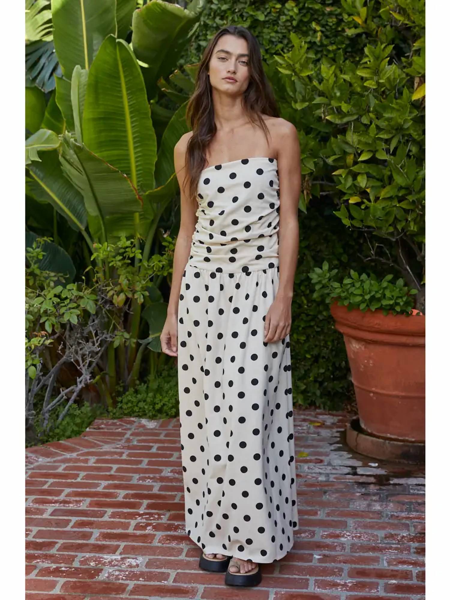 By Together - Dot Cotton-linen Blend Midi Dress