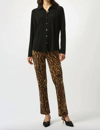 Joseph Ribkoff Silky Knit Button-front Straight Blouse in black 1 - women's blouse - alternate view