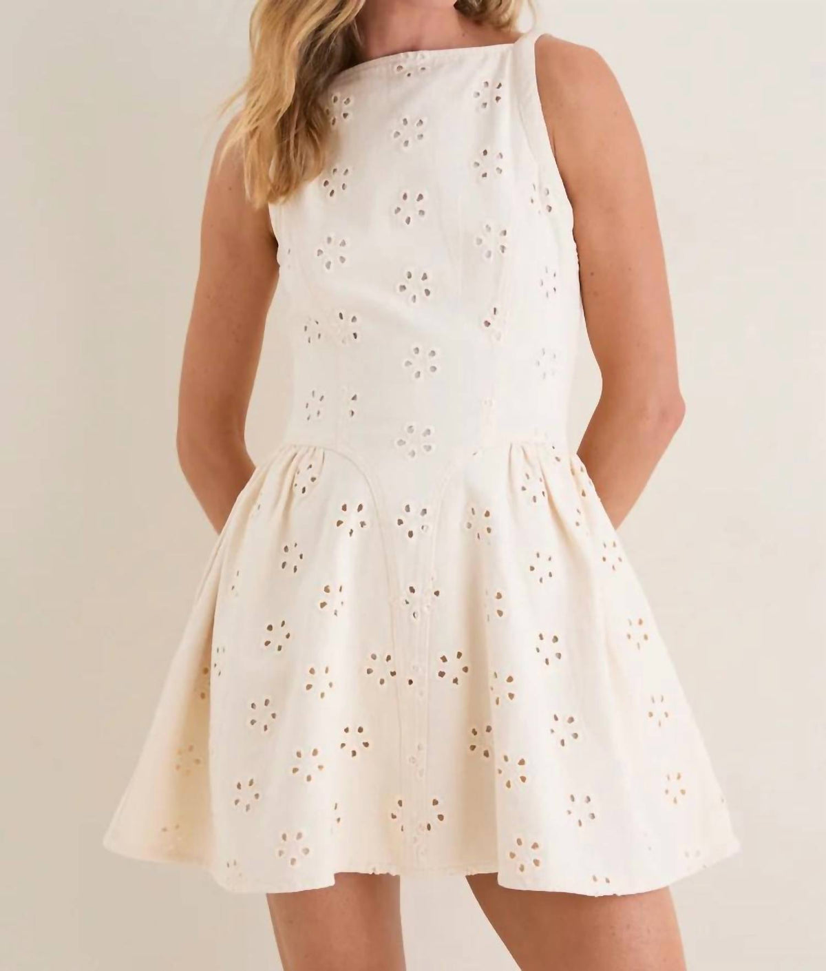 Saylor - May Daisy Eyelet Denim Dress