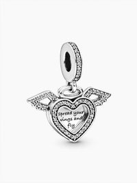 Pandora Women's Heart And Angel Wings Dangle Charm in silver - women's item