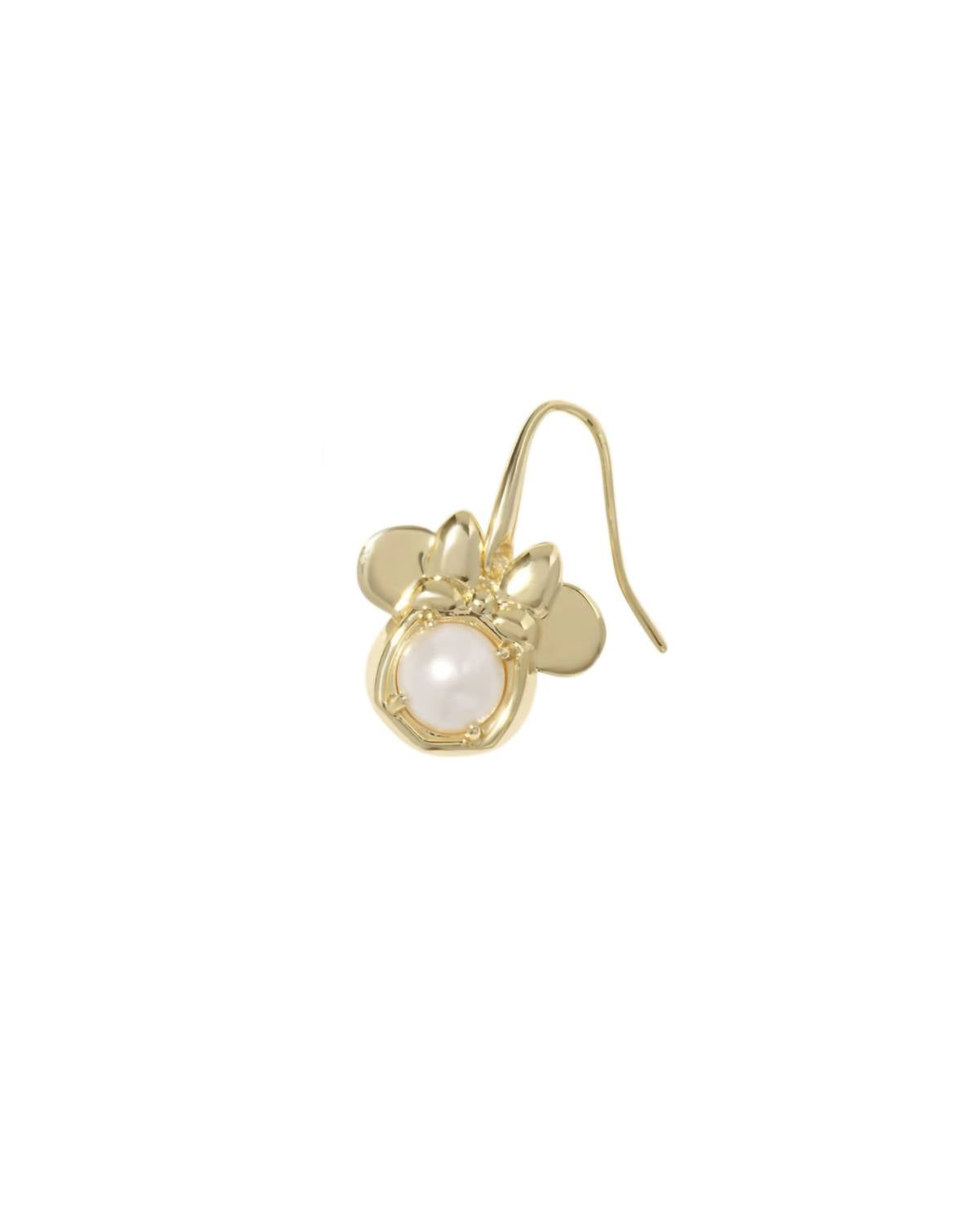 Kendra Scott Women's Minnie Mouse Drop Earrings in gold white pearl - women's jewelry - detail view