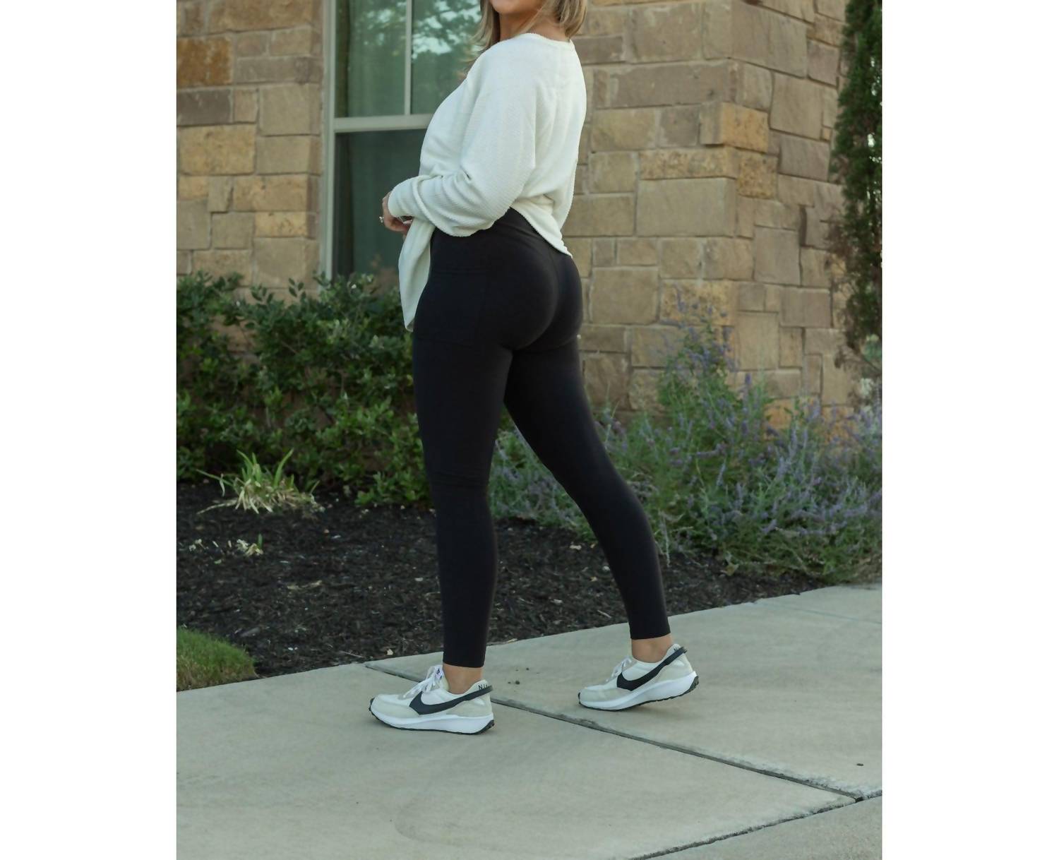 Julia Rose Lilla Full Length Leggings With Pockets in black - women's pants - alternate view