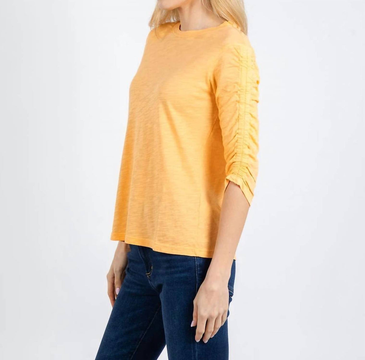 Elliott Lauren - Crissy Crew Neck Ruched Sleeve Tee