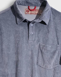 Iron & Resin Men's Terry Polo in reef water - men's shirt - detail view