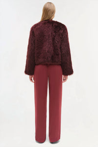 JONATHAN SIMKHAI Natasha Short Jacket in cranberry - women's jacket - detail view