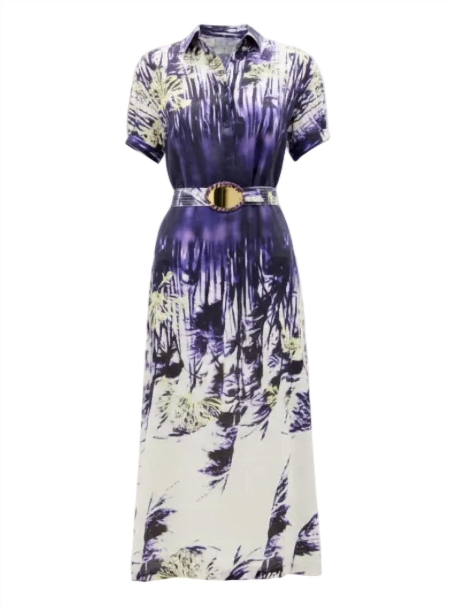 Silvia Tcherassi Lee Linen Midi Dress in dark dandelion - women's dress - view 4