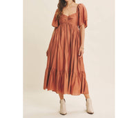 In February - Sweetheart Smocked Flowy Midi Dress
