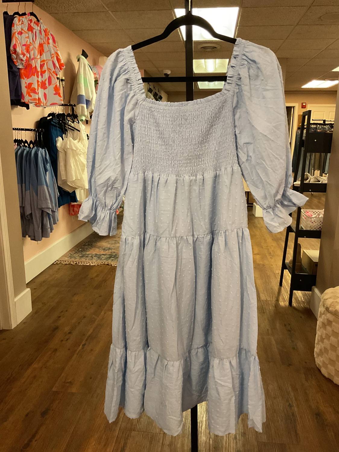 Bibi - Tiered Smocked Dot Midi Dress