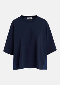 ESSENTIEL ANTWERP Grovel Tee With Satin Back Panel in navy - women's t-shirt - view 4