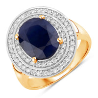 Diana M Jewels Women's Oval Natural Sapphire Fashion Ring (4.82 Ct) - Statement in 14k yellow gold - women's jewelry