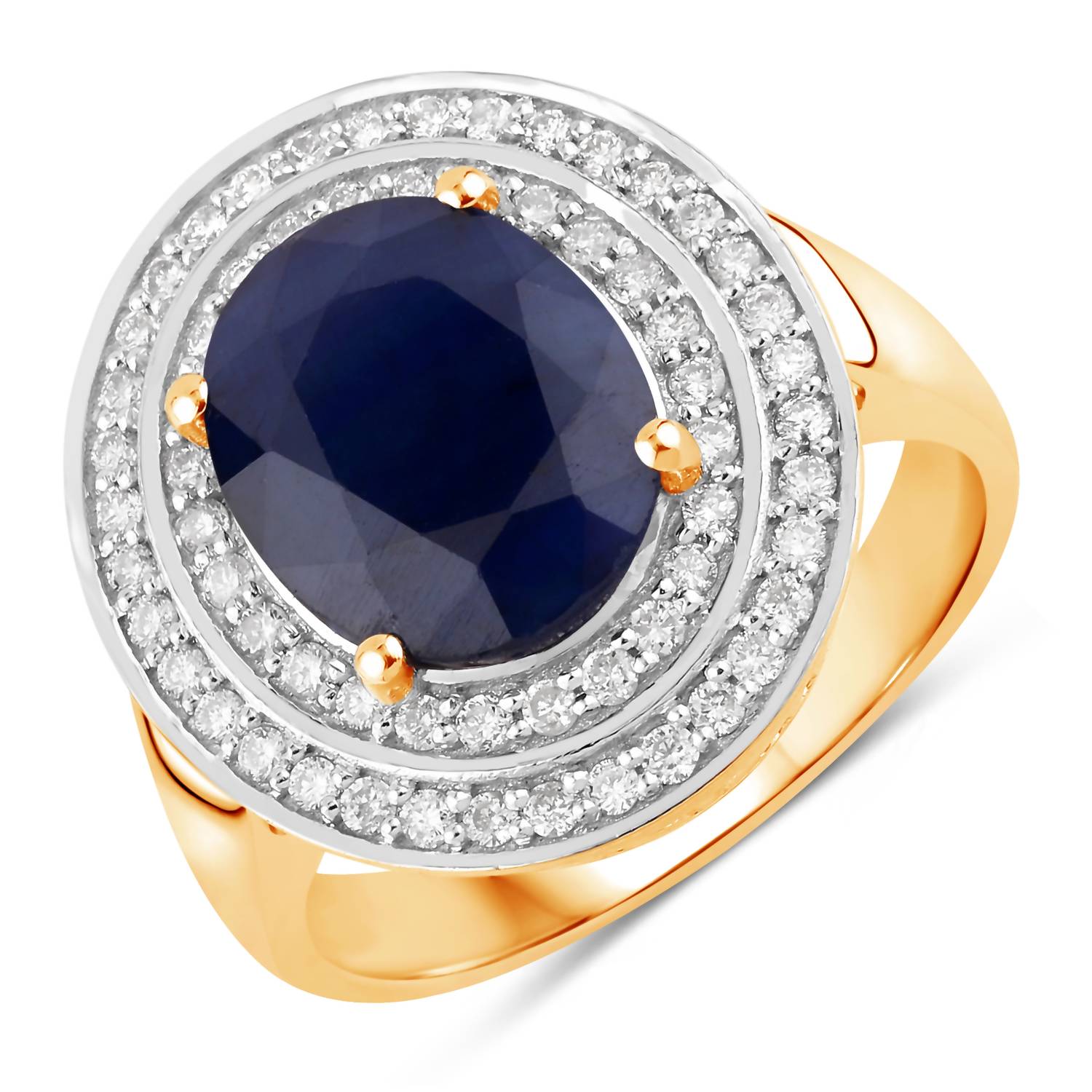 Diana M Jewels Women's Oval Natural Sapphire Fashion Ring (4.82 Ct) - Statement in 14k yellow gold - women's jewelry