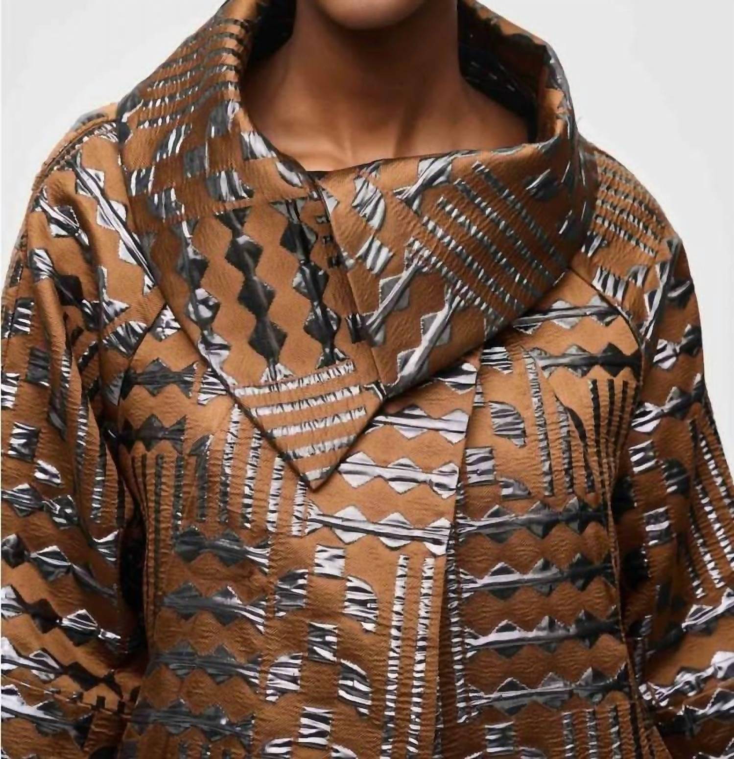 Joseph Ribkoff - Geometric Jacquard Cocoon Coat Jacket