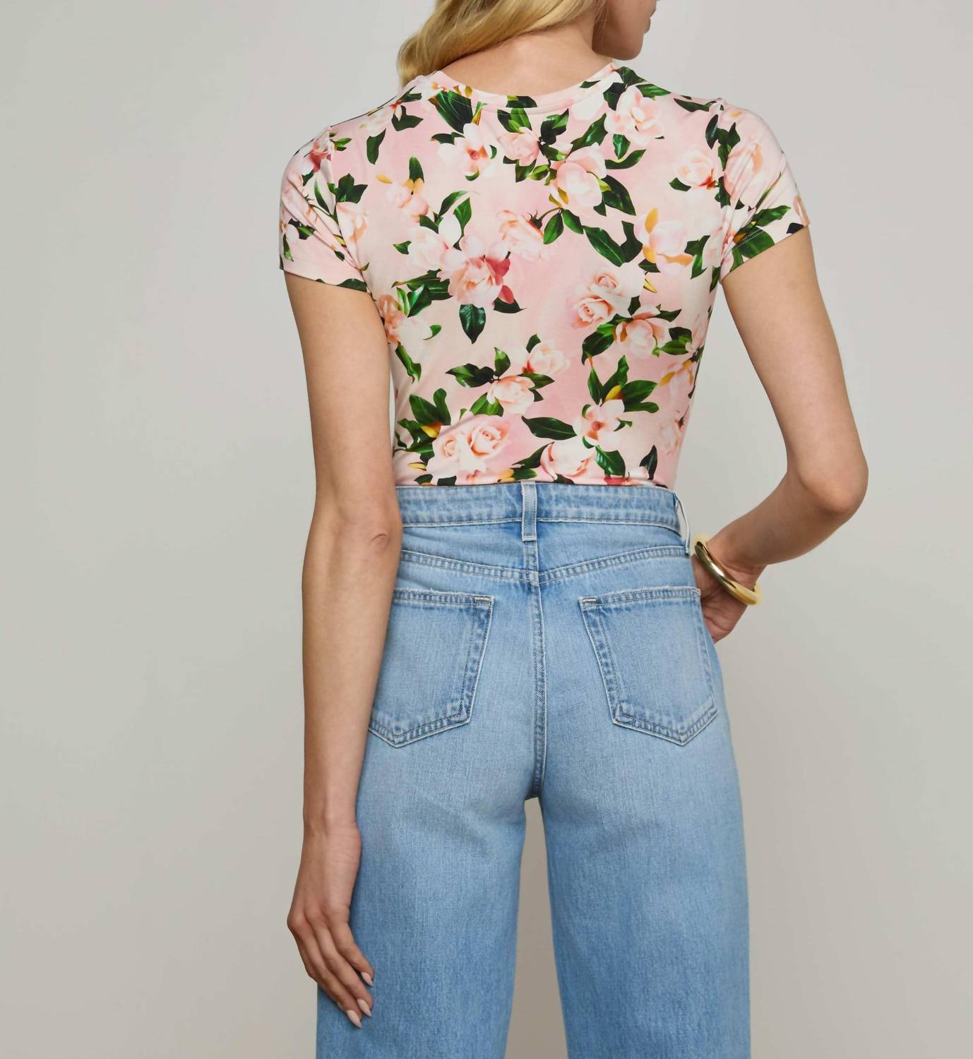 L'Agence - Ressi Short Sleeve Rose Print Tee