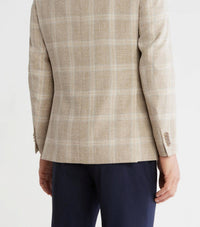 PETER MILLAR Harmon Plaid Soft Jacket in camel - men's jacket - detail view