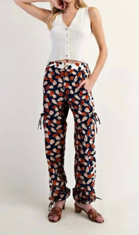 Ee:Some - Women's Foliage Printed Cotton Pants