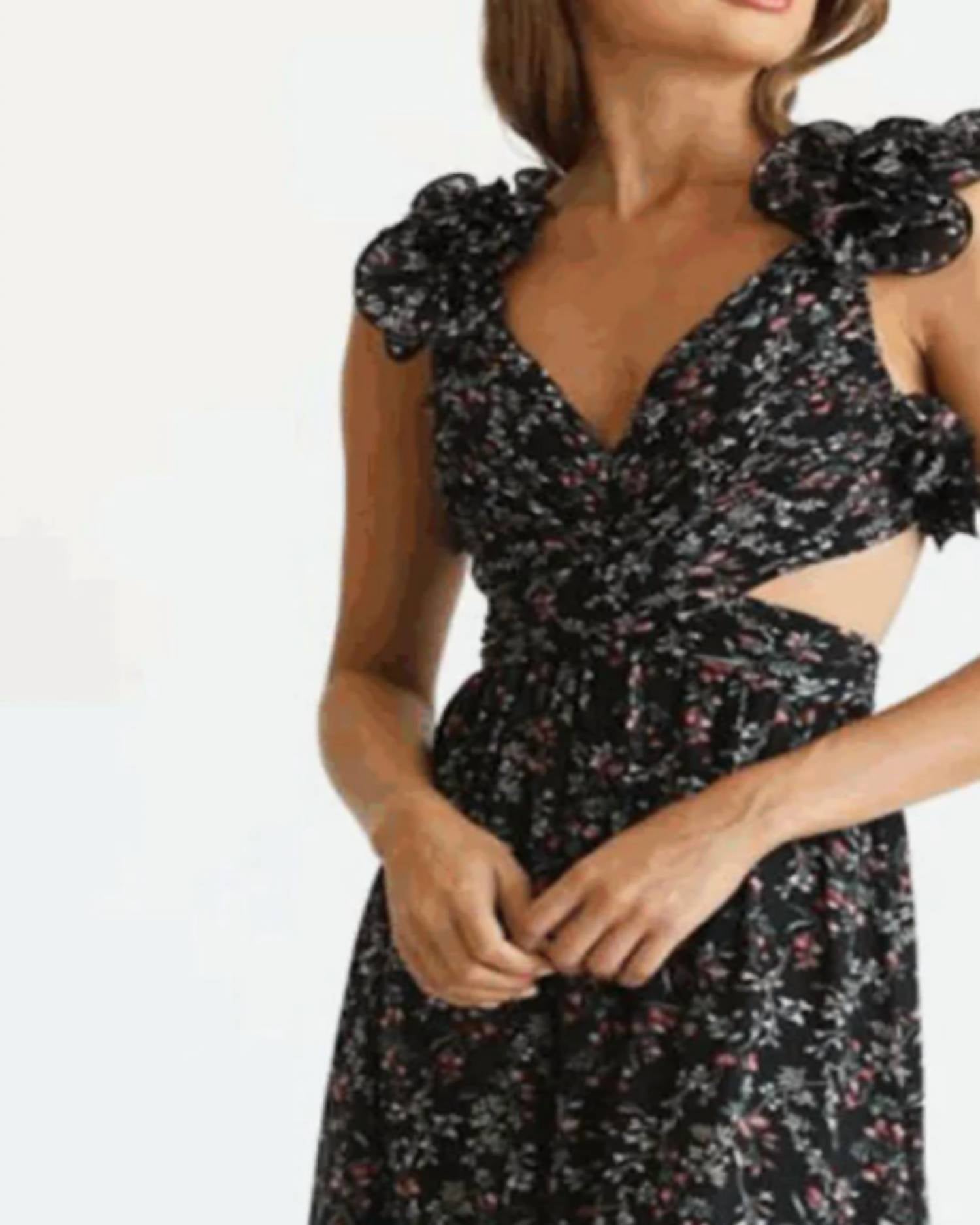 Fate - Floral Cutout Maxi Dress