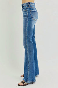 Risen - Tummy Control High Rise Flare Step Hem Jeans