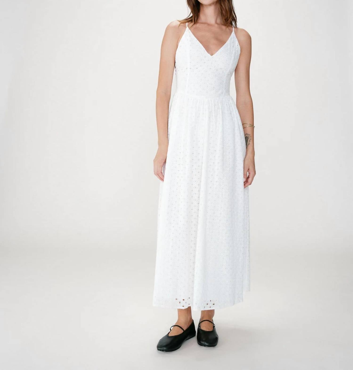 Grace & Mila - Wimala Long Flared Eyelet Dress
