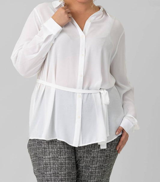 Nydj - Belted Tunic Collared Blouse - Plus