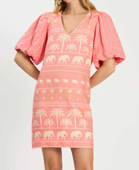 Tyler Boe Lexi Linen Tropical Dress in shell pink - women's dress