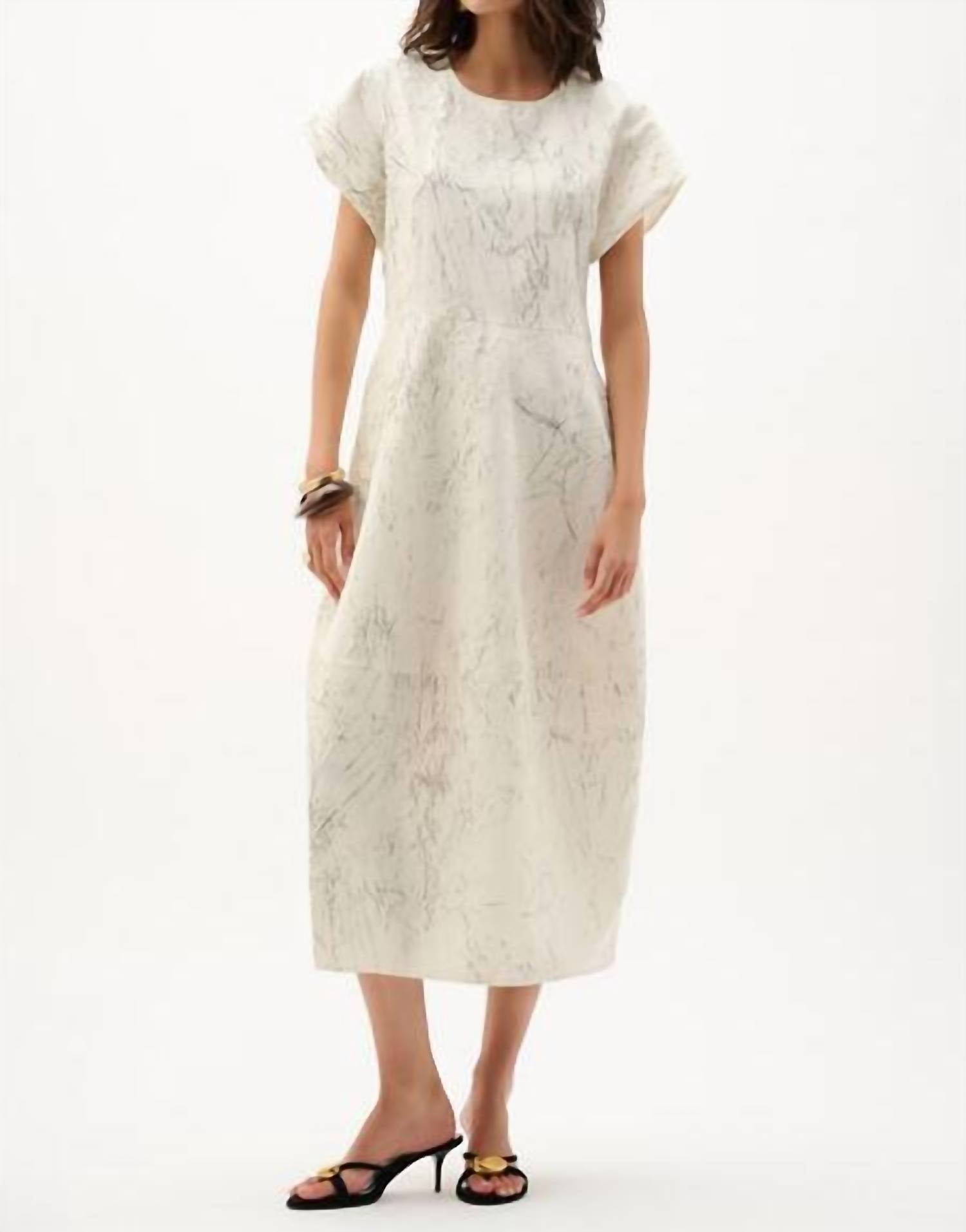 Joseph Ribkoff Abstract Midi A-line Dress in beige/brown - women's dress - alternate view