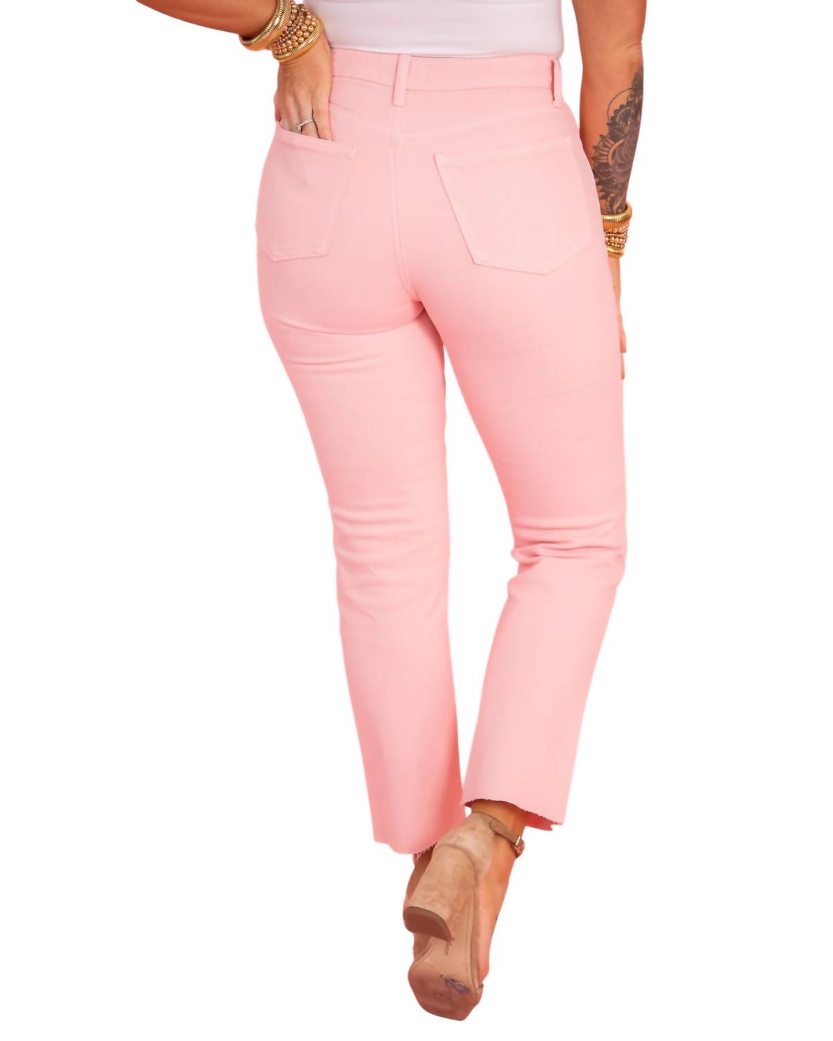 Just Black Denim - Cut Off Cropped Straight Leg Jeans