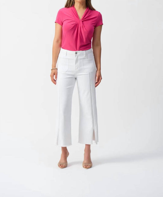 Joseph Ribkoff - Draped V-neckline Short Sleeve Top