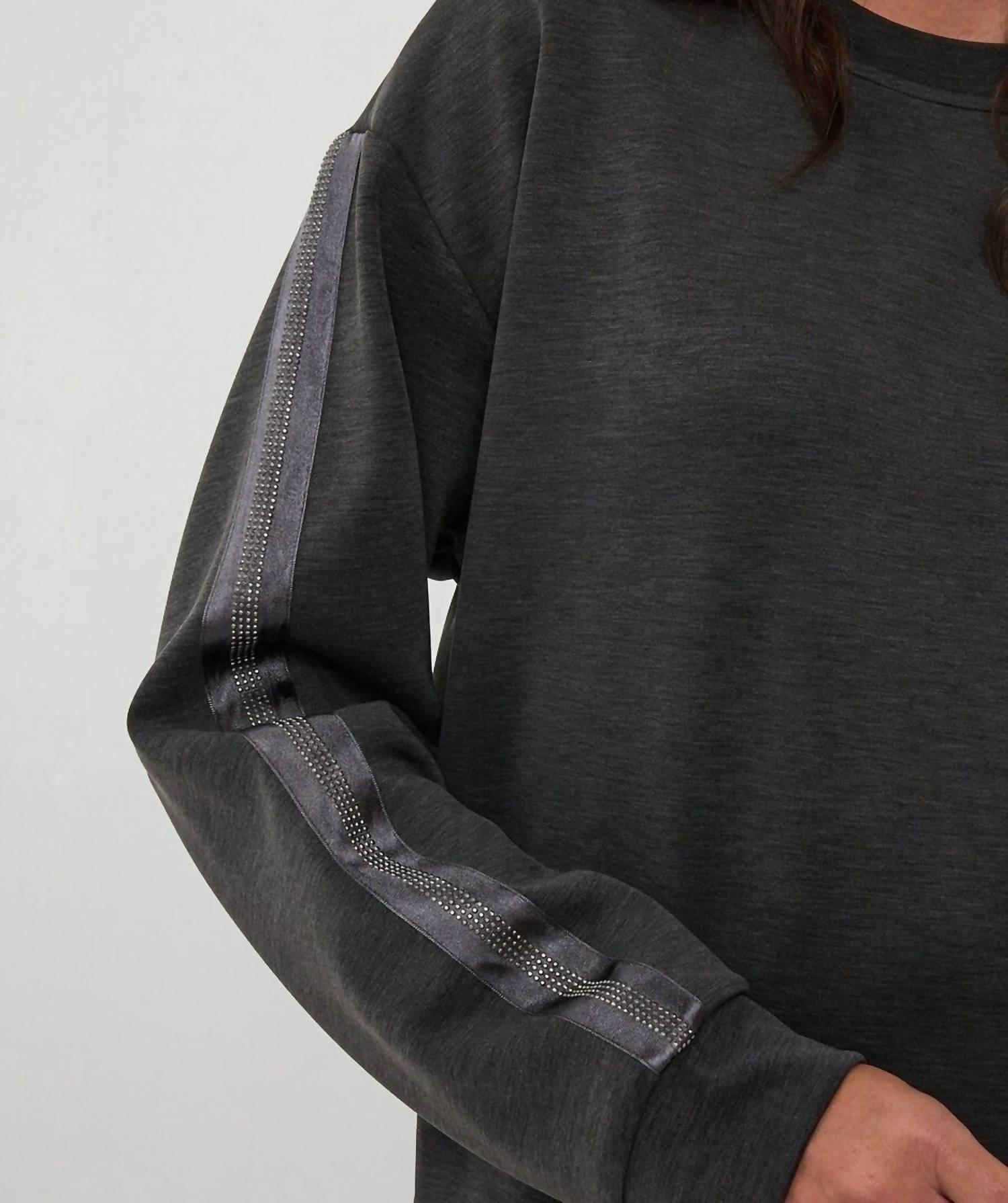 Esqualo - Modal Sweatshirt With Rhinestone Trim