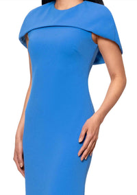 Betsy & Adam - Women's Shanice Cape Floor Length Dress