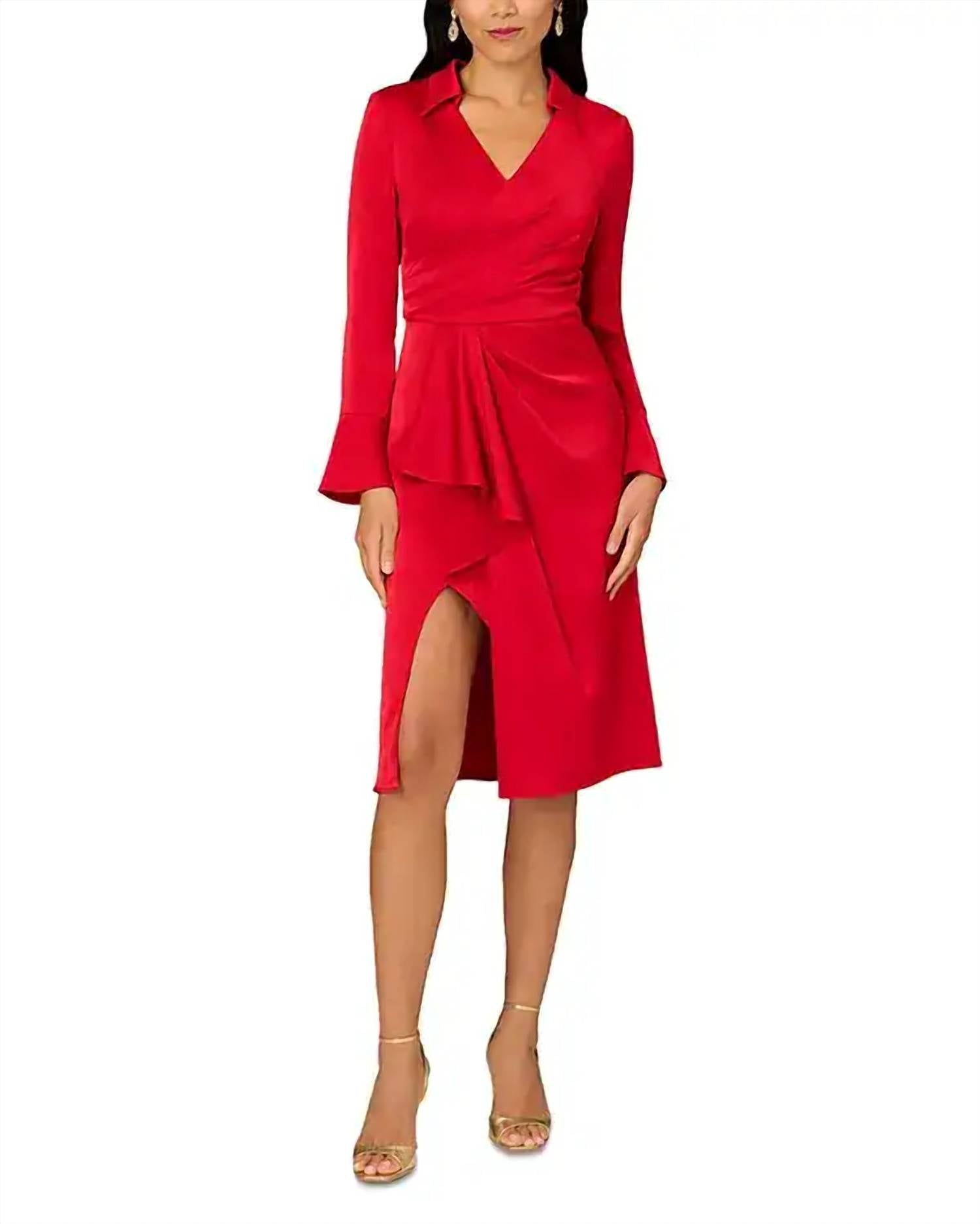 Aidan Mattox - Crepe Back Satin Midi Dress