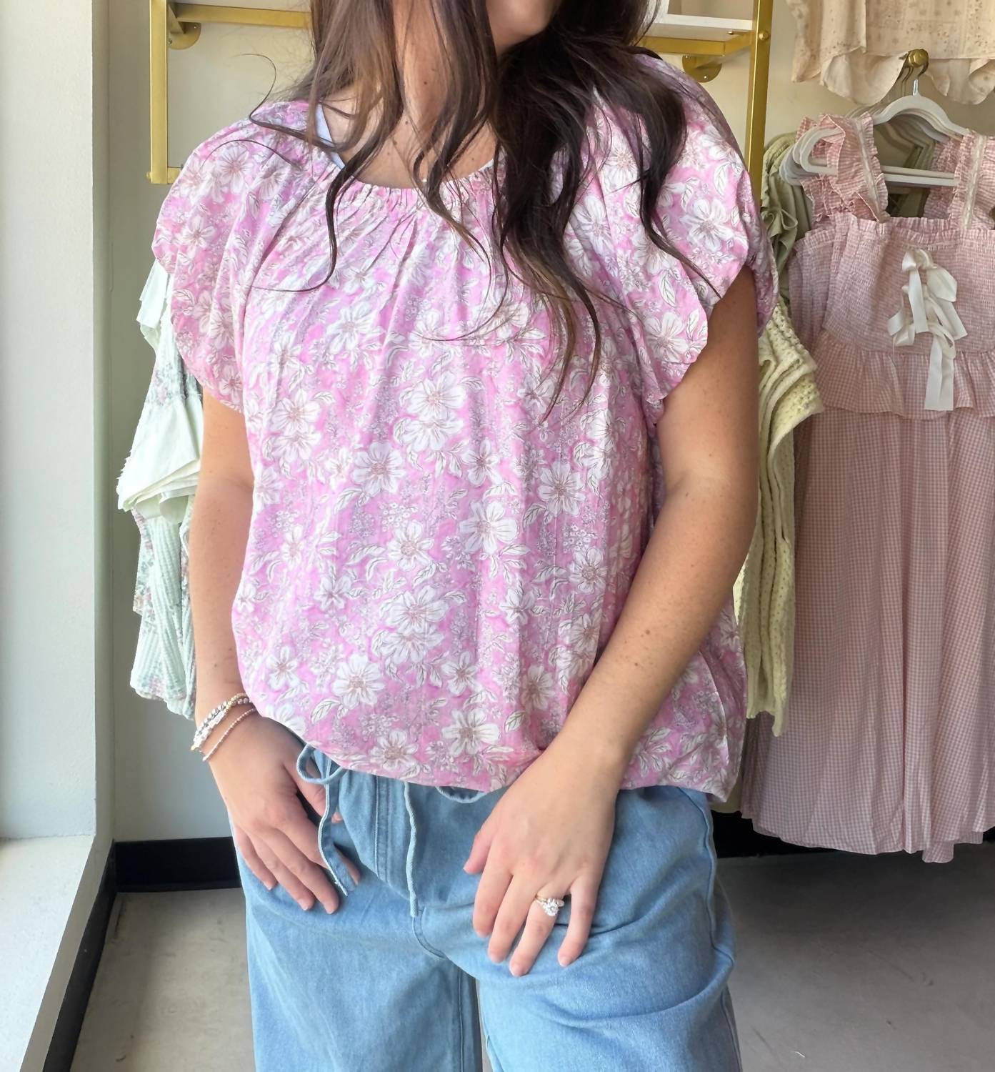 Umgee - Women's Floral Puff Sleeve Top