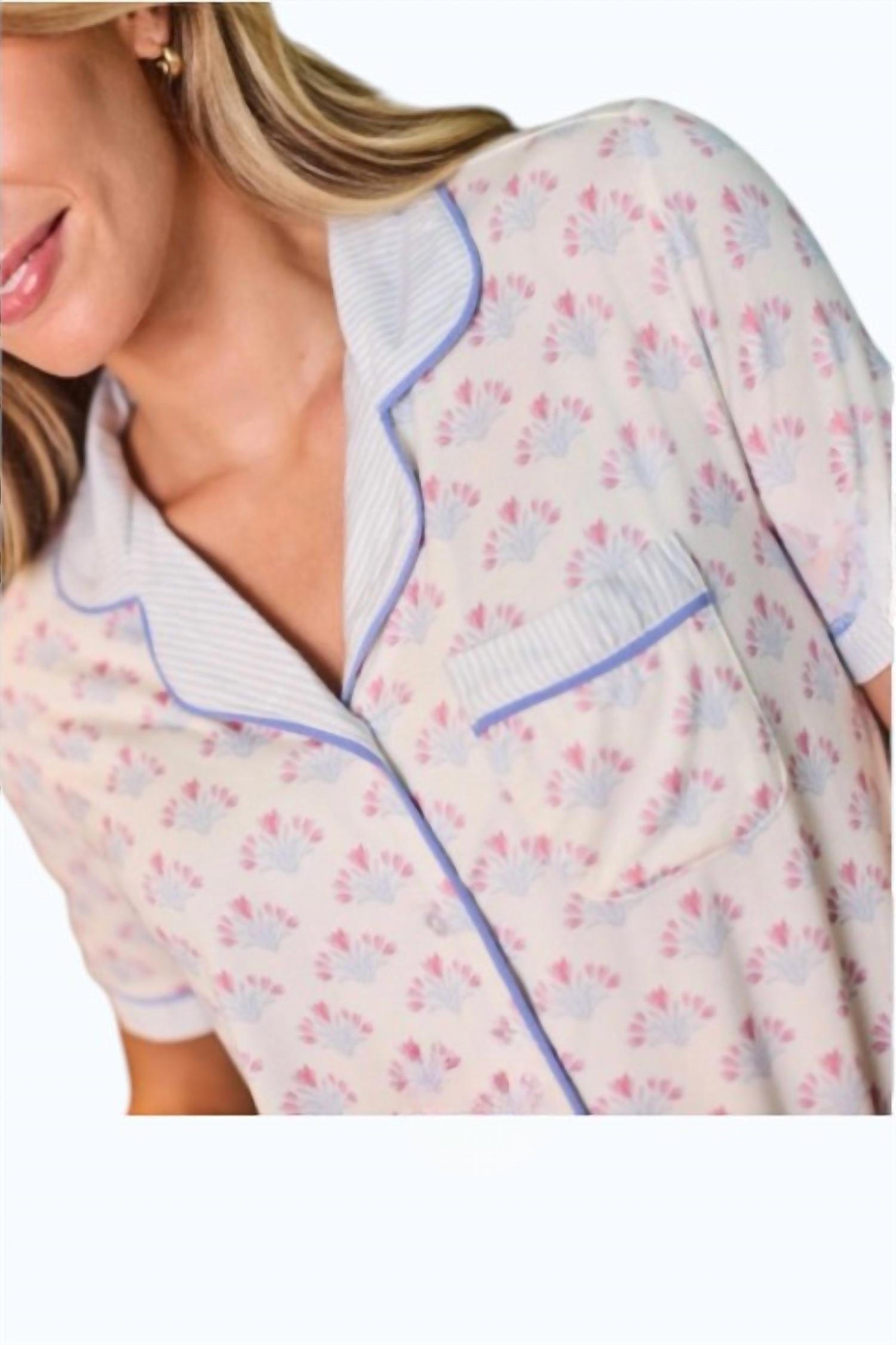 Mary Square Charlotte Short Set in belle blooms - women's sleepwear - detail view