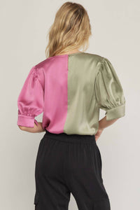 Entro - Satin Colorblock Bodysuit